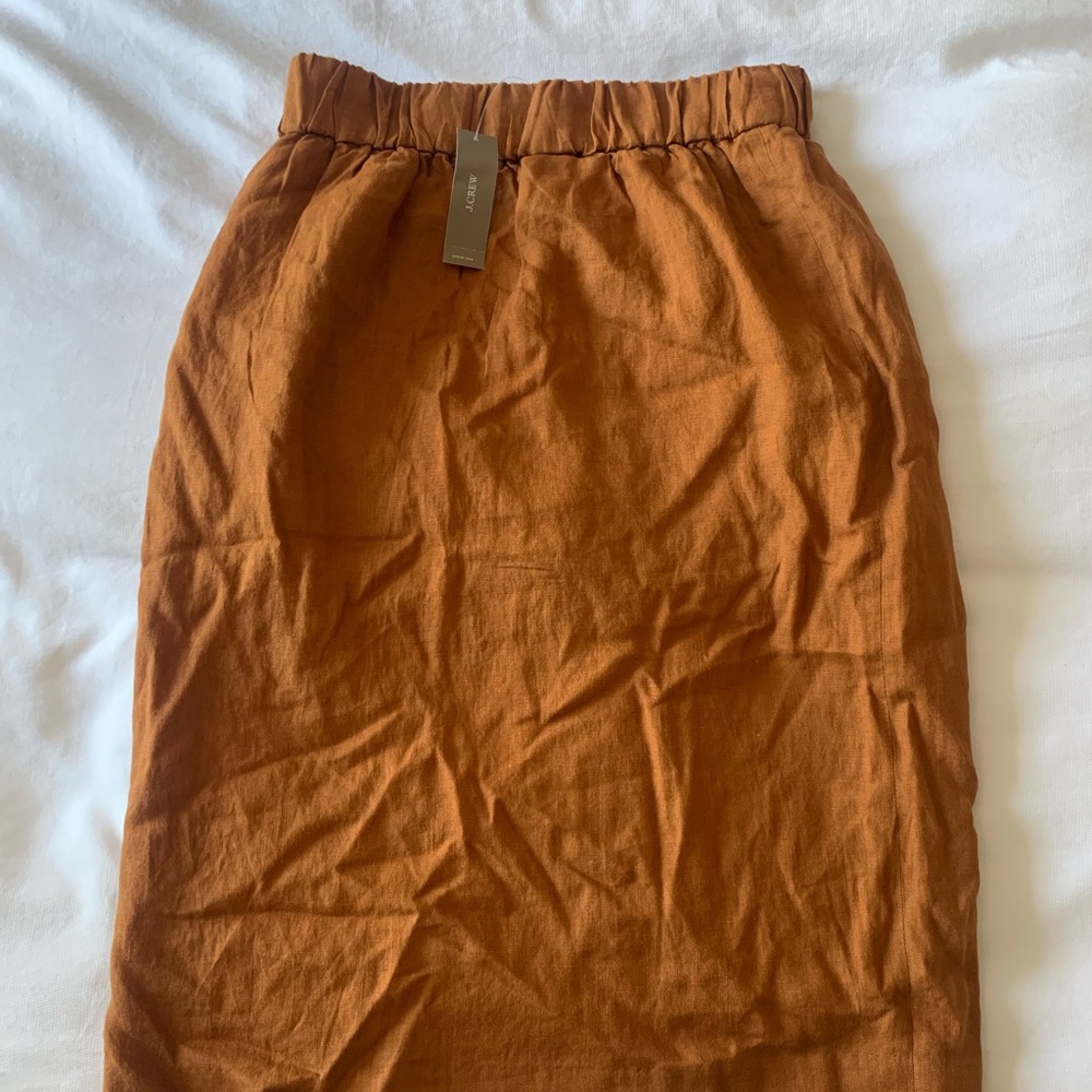 Pencil knee length linen skirt